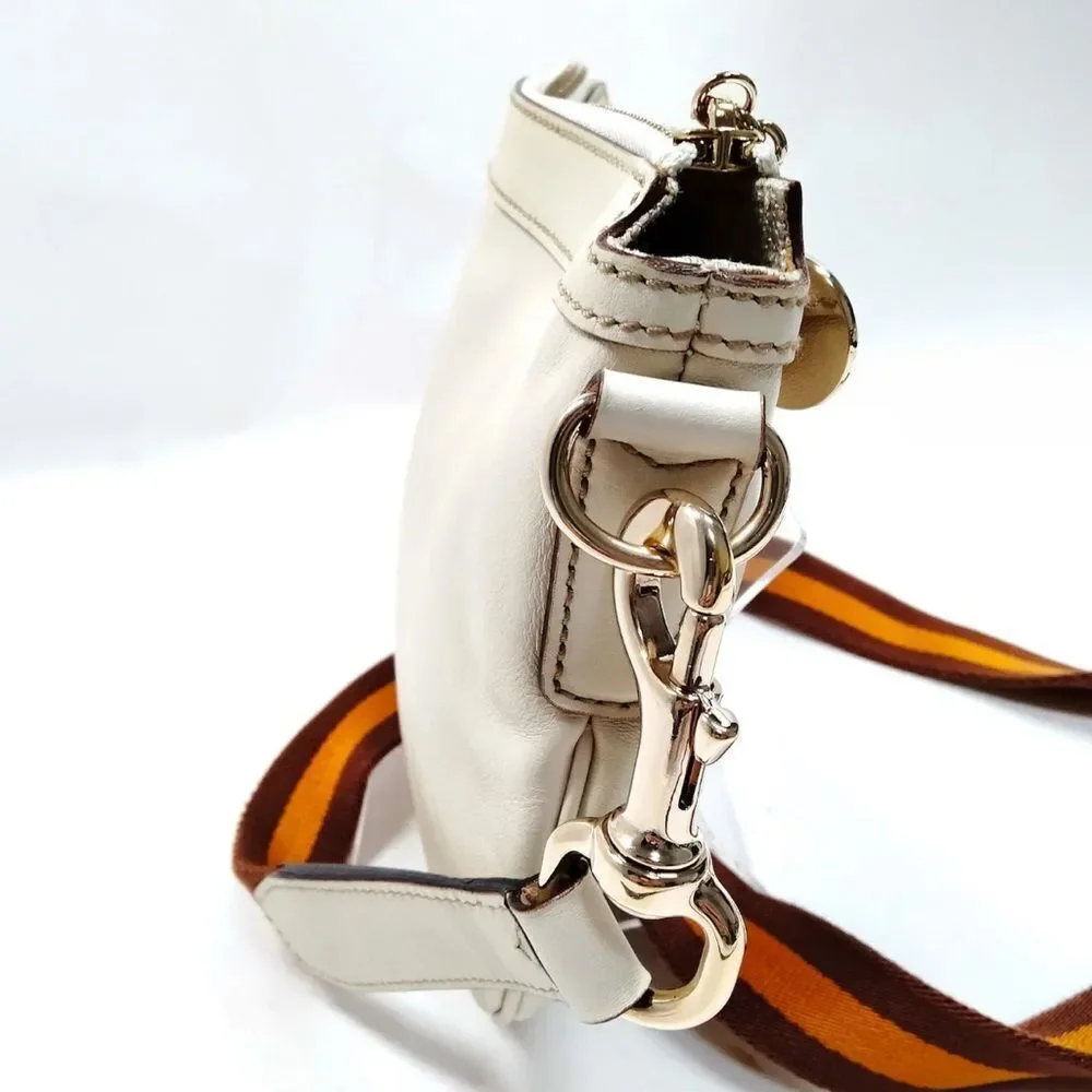 Authentic Gucci White Leather Web Strap Small Hobo Messenger Bag Clutch Ex+ - Picture 3 of 9